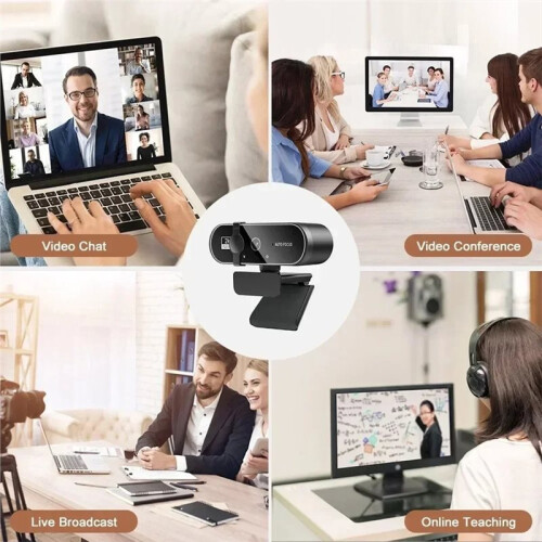 2K Full HD Webcam met Microfoon, Autofocus, 8MP, Webcamera voor Pc, Laptop, Externe Webcam, Videobellen, 2K 2