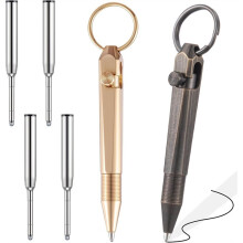 -Kugelschreiber Aus Messing mit Bolzenmechanik und Schlüsselanhänger, Inklusive Schlüsselanhänger, Ideal für Büro, Arbeit, Reisen, Schreiben und