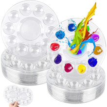 100 Pcs Clear Paint Tray Palettes, 5.7 in Round Plastic Paint Pallet, Clear Acrylic Palette for Art DIY Art Watercolor