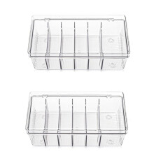 Set van 2 Wimperverlengingsorganizers, Transparante Opbergdozen voor Wimpers met 6 Vakken, Ruime Capaciteit voor Wimperverlenging