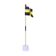 Zwarte en Gele Golfgroene Vlag, Kleurrijke Tweedelige Geruite Groene Doelgatbekervlaggenmast, Golfbenodigdheden