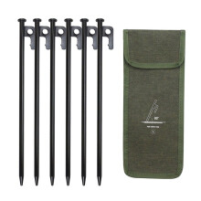 6 Pezzi 30 cm Picchetti per Tende da Esterno Chiodi A Terra con Custodia Chiodi Antivento Accessori da Campeggio Fissaggio Tenda Nero