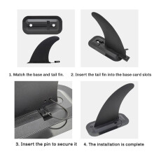 Surfing Watershed Fin, Detachable with Base, Surfboard Tail Rudder Set for Long Board, Surfboard, Paddleboard Black