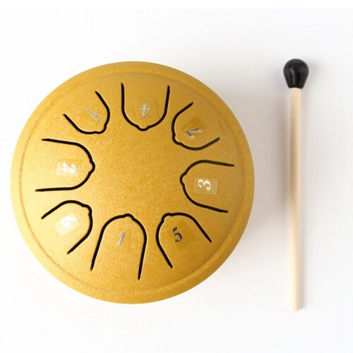 Tambor Oco 4,5 Polegadas 8 Tons Tambor Oco Tambor de Língua de Aço Instrumento de Percussão Música Infantil Amarelo 1