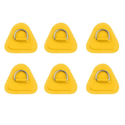 6PCS D-Ring Patch for Inflatable Boat Kayak Dinghy , D-Ring PVC Patch Stand- Paddleboard Canoe Rafting Yellow