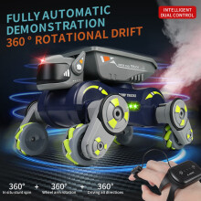 Remote Control Spray Car 2.4GHz 360 Rotating Gesture Sensor Electric Robot Dog+Lights Music Gifts for Boys Girls Orange