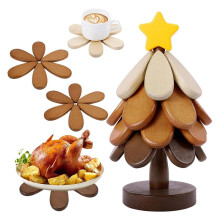 Wooden Tree Trivets for Hot Dishes, Tree Shape Trivet Set of 4 for Hot Pot Pans, Wood Coasters for Bowls Teapots Drink