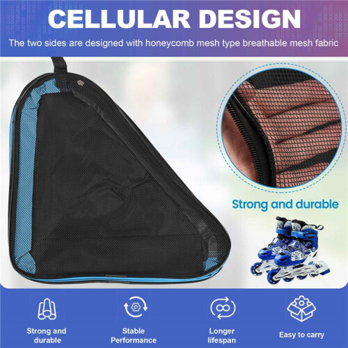 Roller Bag Roller Skates Backpack Roller Skates Shoulder Bag Three Layer Bag Double Net Bag Can Be Carried 2