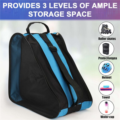 Roller Bag Roller Skates Backpack Roller Skates Shoulder Bag Three Layer Bag Double Net Bag Can Be Carried 1