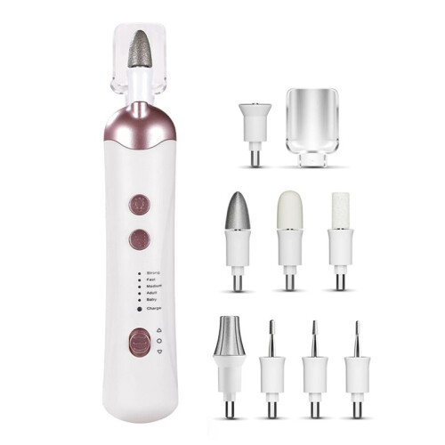 Electric Nail File Set Electric Manicure Tool Multi Function Silent Manicure Tool Cordless for Thick Nails White