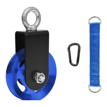 Polea de Cable con Mosquetón de Correa Oscilante, Polea de 90 mm, Accesorio de Dominadas para Bricolaje, Equipo de Gimnasio en Casa, Color Azul.