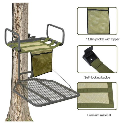 Universal Tree Stand  Replacement with Pocket, Replacement Treestand  with Adjustable Strap Hunting 2