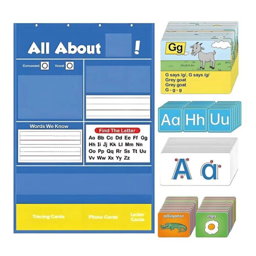 Alphabet Learning Pocket Chart Interactive Letter Handwriting Practice Tool for Preschool Homeschool Classroom