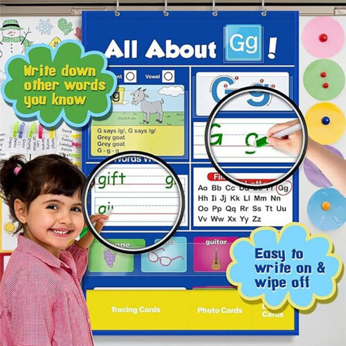 Alphabet Learning Pocket Chart Interactive Letter Handwriting Practice Tool for Preschool Homeschool Classroom 2
