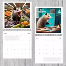 2026 Scream Possums Calendar January to December Thick, Full-Color Monthly Pages Gag Gift for Animal Lovers 2pcs