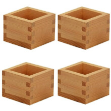 4-Teiliges Japanisches Kultur-Holz-Sakebecher-Masu-Set mit Quadratischem Holztablett für Weingläser, Dessertbox