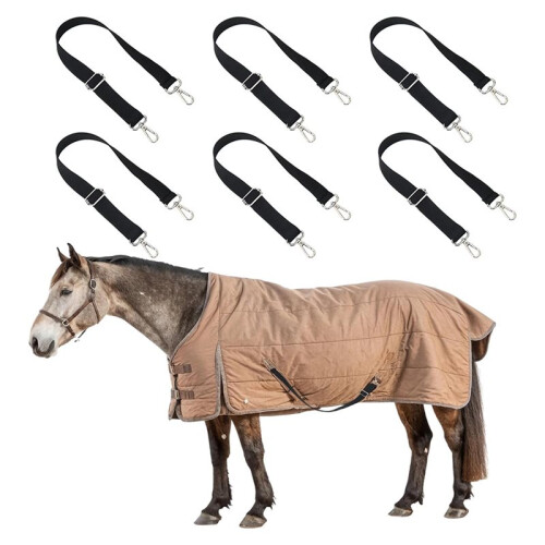 Conjunto de 6 Tiras Elásticas para Patas de Cavalo, com Fechos Giratórios Duplos, Comprimento Ajustável de 60 A 107 cm (24 A 42 Polegadas). 1