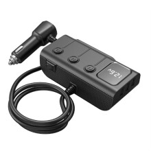8-in-Één Autolader - 3-Aansluiting 12V/24V-Adapter, QC3.0+PD36W Dubbele USB, LED-Voltmeter, 3,3FT-Kabel voor Auto-Accessoires