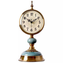 American Vintage Mantel Clock Desk European Style Clock with Metal and Ceramic Body Silent Table Clocks