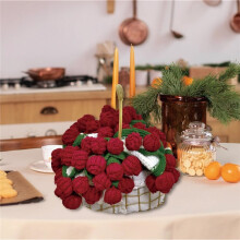 Manta de Crochê com Buquê de Flores, Manta de Rosas Feita À Mão, Redonda de 60 cm, Macia e Romântica, Presente para Mãe e Namorada.