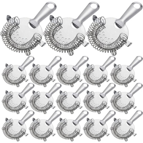 Conjunto de 16 Coadores de Coquetel de Aço Inoxidável com 4 Pontas, 15 cm (6 Polegadas), Cor Prata, para Bartenders
