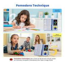 5-in-1 Visueller Timer, ADHS-Tool für Kinder und Erwachsene, Visueller Zeitplan für Kinder mit Autismus, 12/24-Stunden-Aufgabentimer Blau