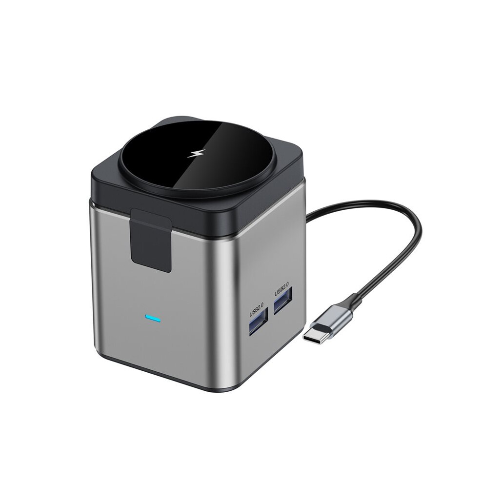 7 In 1 Type-C Docking Station Magnetic 15W Wireless Charger Stand Usb-C Hub With Usb3.0 Usb2.0 Hd 4K@30Hz Pd100w 4712838025457