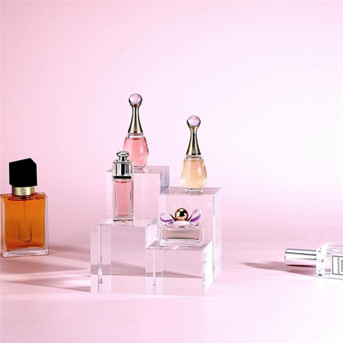 4Pcs Clear Acrylic  Display Risers Stands, Square Polished Acrylic Photo Props, Transparent Solid Display Blocks 1