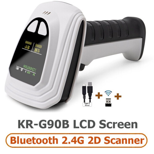 Leitor de Código de Barras 1D QR 2D, Leitor de Código de Barras Sem Fio  com Tela LCD, Leitor de Código de Barras Portátil 1