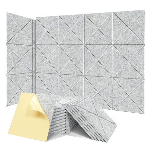 Painéis Acústicos de 12 Unidades com Autoadesivos, Painéis de Espuma À Prova de Som de 12x12x0,4 Polegadas, Azulejo Absorvente de Som para Paredes