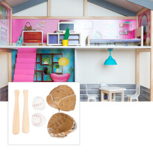 Baseball Bat Glove Set Simulated Baseball Model Toy Used for Doll House Decoration
