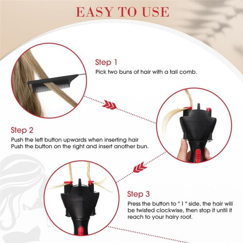 Set di Pettini Automatici per Trecce e Code di Topo, Twister Automatico per Capelli, Macchina per Trecce Automatica, Strumenti DIY per Lo Styling Dei 2