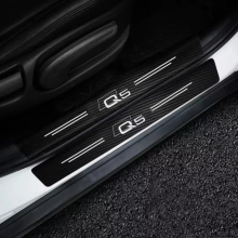 (5 pièces) Seuils de porte de voiture Audi Q5 avec logo, en cuir et fibre de carbone, protection anti-rayures