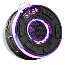 Wireless Speaker IPX6 Waterproof LED Light Strong Bass Speaker Type-C Charging Cable 1100mAh Black