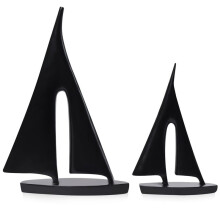 Moderne Skulpturen, Heimdekoration, Segelboot-Dekoration, Bootsdekoration, Statuendekor, Kunstskulpturen und -Statuen (2 STK) Schwarz