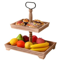 Dessert Stand Double Layer Cake Tray Dessert Decoration Tray Display Stand,Light Roasted Color