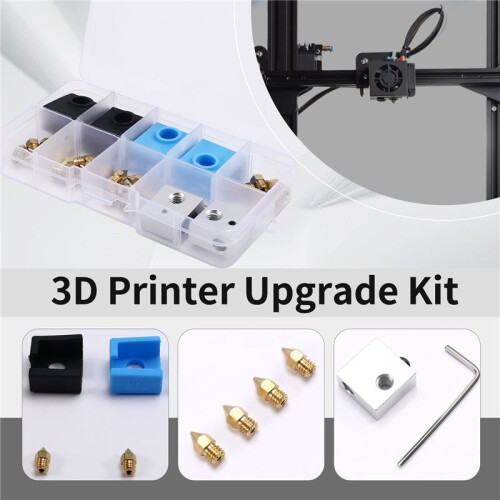 3D Printer Upgrade Kit Nozzles, Heating Block, Silicone Sleeve Complete Accessories Set MK8 Kit 2