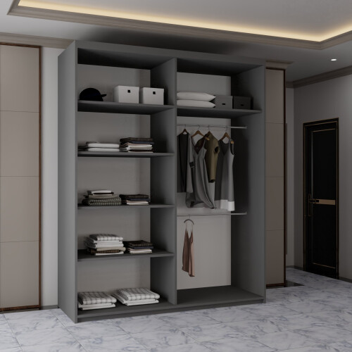 (Grey, 180cm) Ankara Double Sliding Wardrobe 2