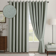 (66x90inch, Sage Green) 100% Blackout Linen Curtains 185GSM Triple Layer Technology