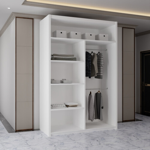 (White, 120cm) Ankara Double Sliding Wardrobe 2