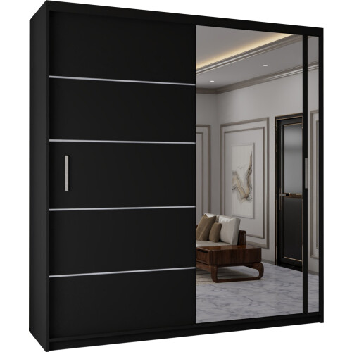 (Black, 120cm) Ankara Double Sliding Wardrobe 1
