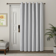 (66x84inch-Single Panel Only, Silver) 100% Blackout Linen Curtains 185GSM Triple Layer Technology