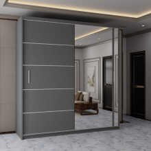(Grey, 203cm) Ankara Double Sliding Wardrobe