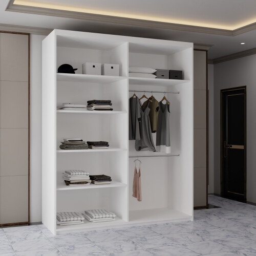 (White, 150cm) Ankara Double Sliding Wardrobe 2