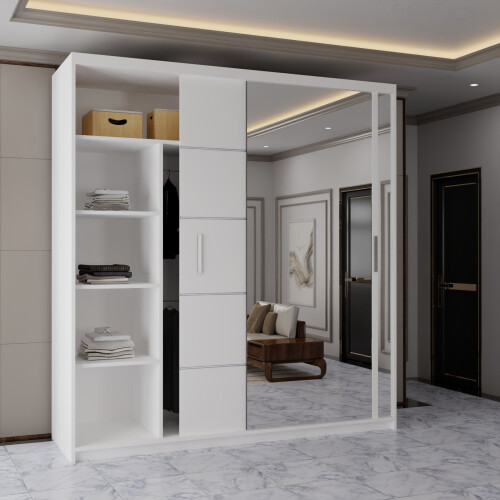 (White, 203) Ankara Double Sliding Wardrobe 2