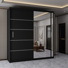 (Black, 150cm ) Ankara Double Sliding Wardrobe