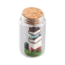 Miniature Library Decor Miniature Book Ladder Ornaments in Clear Container Decorative Model Statue Scene Miniature A
