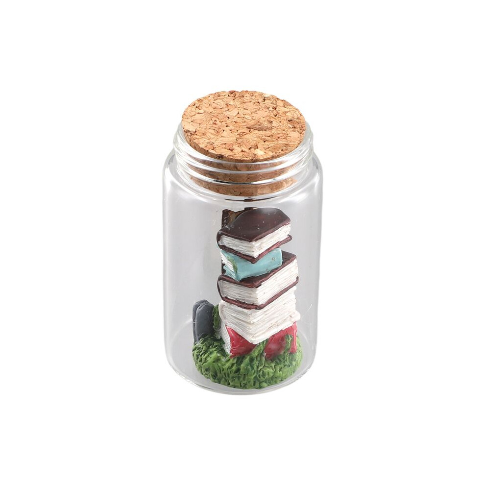 Semoic Miniature Library Decor Miniature Book Ladder Ornaments In Clear Container Decorative Model Statue Scene Miniature A