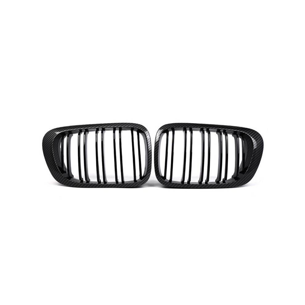 Front Bumper Kidney Grill Replacement Dual Slat Grilles For E46 1999-2006 3 Series 2Dr Carbon Fiber Black 4711201474571