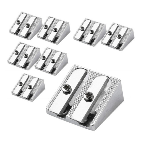 Handheld Metal Pencil Sharpener with 2 Holes, Pack of 8 1
